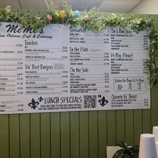 Updated menu at the new location.