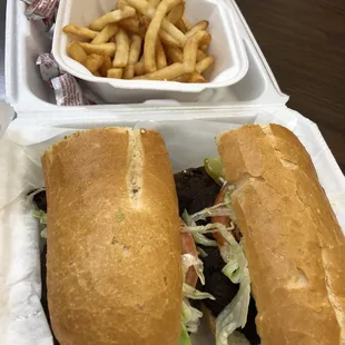 Hot sausage Poboy! Be sure to add eggs on them   just trust me on it