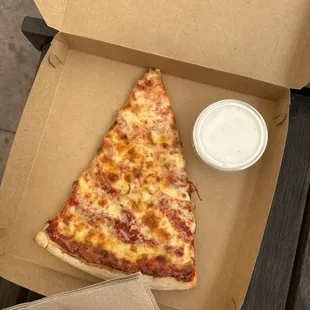Slice of cheese pizza + ranch