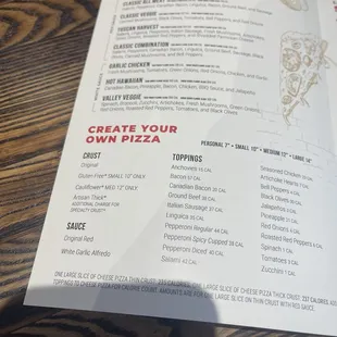 ows the menu