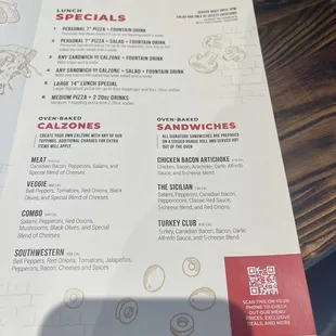 ows the menu
