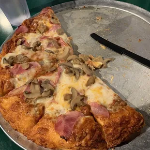 Leftovers. Two of us were able to eat half a large.