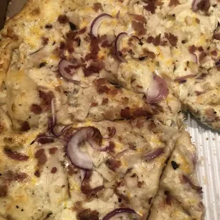 Me and Ed's peach &amp; Shaw worst pizza we ever had won't go back