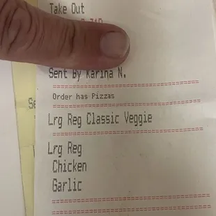Receipt dose say garlic chicken
