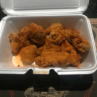 They didn't tell me they were breaded and boneless and really no sauce. Straight out of the freezer section.