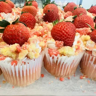 a display of cupcakes