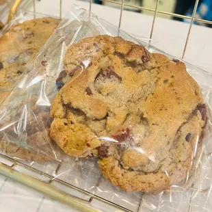 two cookies in plastic bags