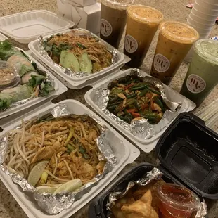 Pad Thai Fresh Spring Rolls Yellow Curry Fried Rice Pad Prik King Crab Rangoons Green Milk Tea Thai Milk Tea Thai Coffee
