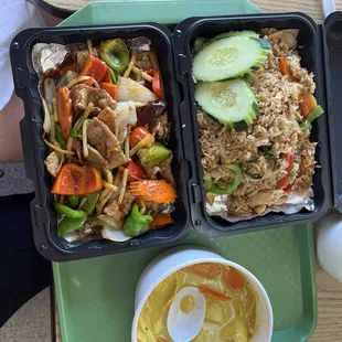 Mongolian beef, basil fried rice &amp; yellow curry