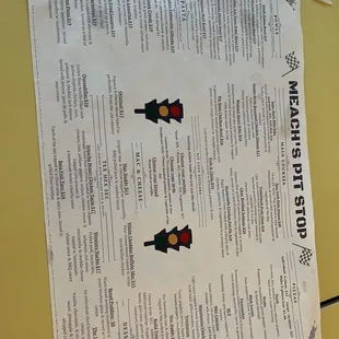 a menu for a restaurant