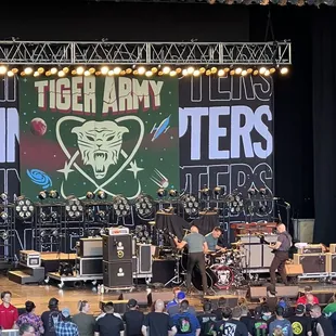 a band performing on stage