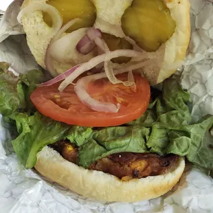 Black Bean &amp; Corn Burger sub Sesame Bun instead of Brioche $7.50