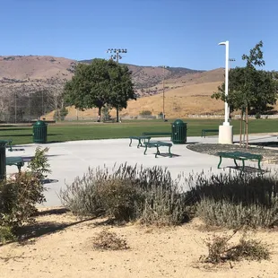 Lots of benches to sit on while you watch your kids