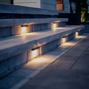 steps lit up at night