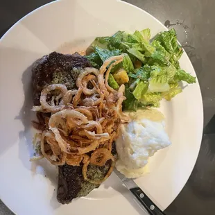 Strip steak and salad