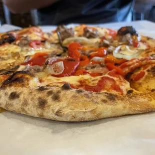 a pizza on a table