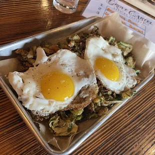 Saturday Brunch- livermush and Brussel hash (SOOOO YUMMY!)