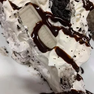 a slice of oreo ice cream pie