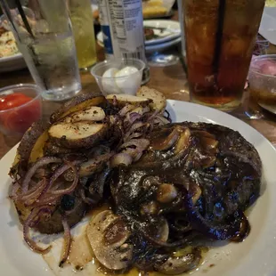 Chopped steak and home fries