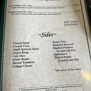menu