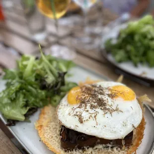 Mushroom truffle breakfast dish on toast