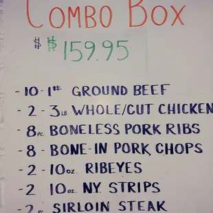 Combination meat box option (cut fresh to order)