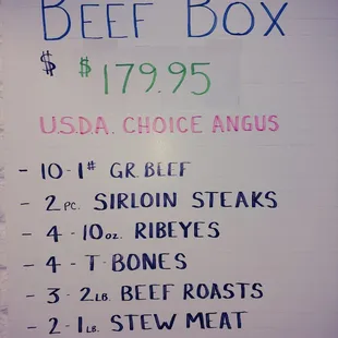 ALL BEEF meat box option (cut fresh to order)