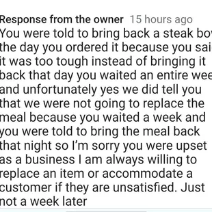 Meadville Eats response to recent complaint.