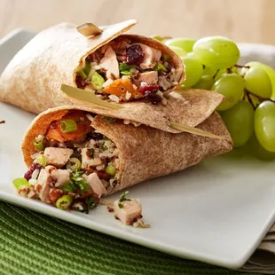 GRILLED CHICKEN WRAPS WITH  CRANBERRIES, QUINOA AND CANDIED PECANS