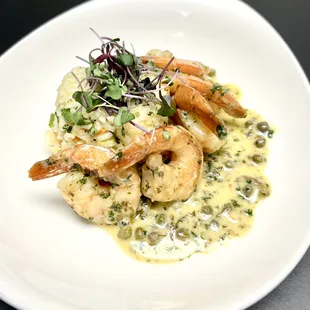 Jumbo Shrimp Scampi with Mushroom Risotto