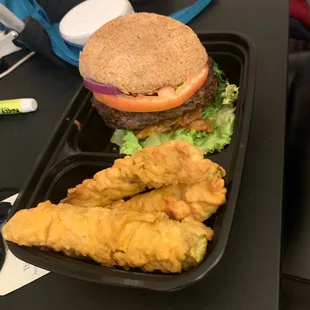 KETO BEEF BURGER WITH FRIED PICKLES