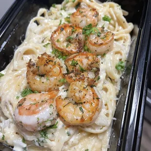 Shrimp alfredo.
