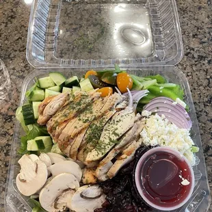 a chicken salad in a plastic container