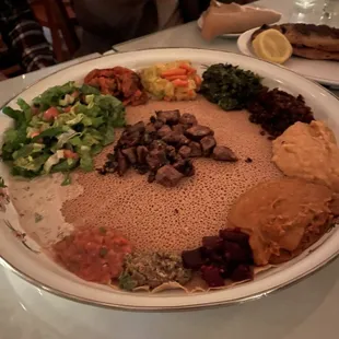 Double Vegetarian Combination and Yebere Siga Tibs