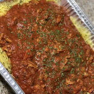 Keto Spaghetti Squash With Ground Turkey Meat Sauce