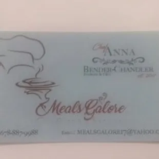 a business card with a chef's hat