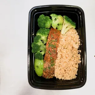 LOW CARB / KETO SALMON - Chipotle Salmon served with spanish cauliflower rice and broccoli
