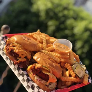 Combo #1 - Two Halal Hot Chicken Burgers With Fries