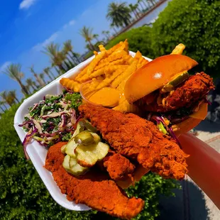 Halal Mean , Mean Tenders , Crispy Fries &amp; Our House Made Fresh KaleSlaw With Our Signature House Sauce