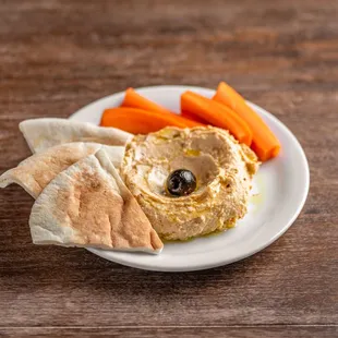 In-house made spicy hummus.