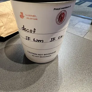 Decaf sugar free white chocolate and caramel.  Delicious!