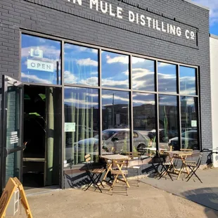the entrance to mean mule distilling