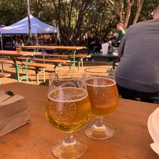 Outside sitting at food truck area looking out to patio area
