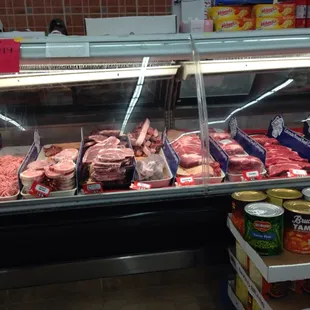 a variety of meats on display