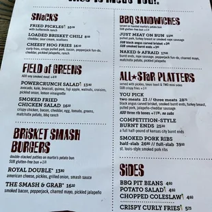Full menu