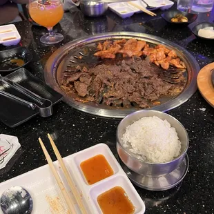 Spicy chicken, spicy bulgogi