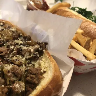 a hot dog and french fries