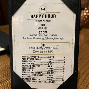 Menu Happy Hour April 2022