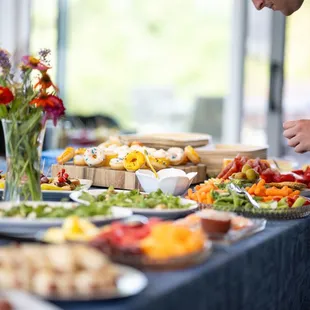 a man preparing a buffet
