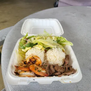 Steak and shrimp plate